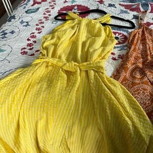 Julia Jordan Yellow Striped Midi Dress